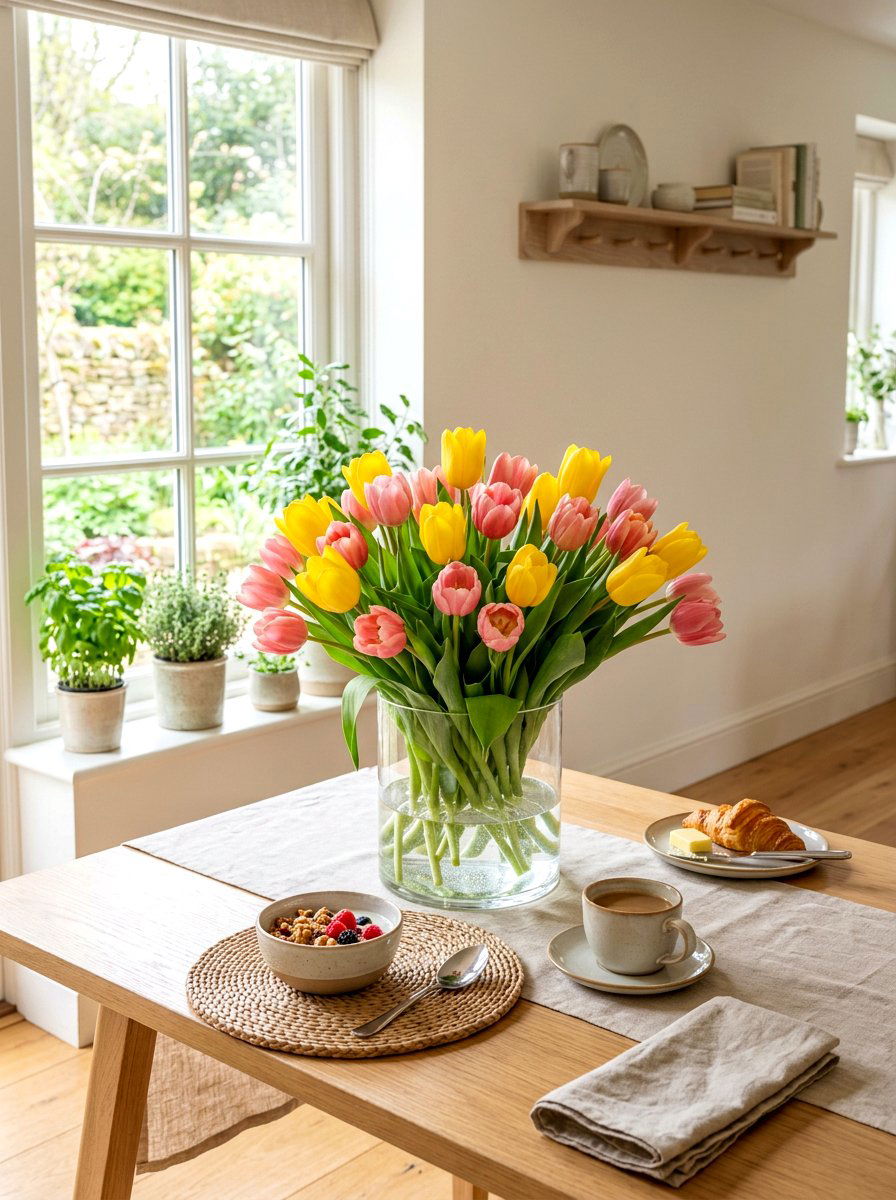 Tulip Flower Arrangement - 25 Spring Dining Room Decor Ideas