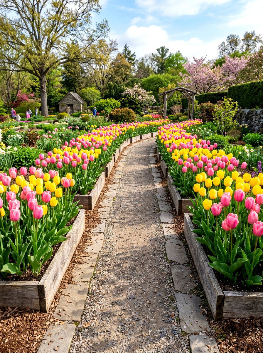 Tulip Flower Bed - 25 Spring Wedding Aisle Decor Ideas