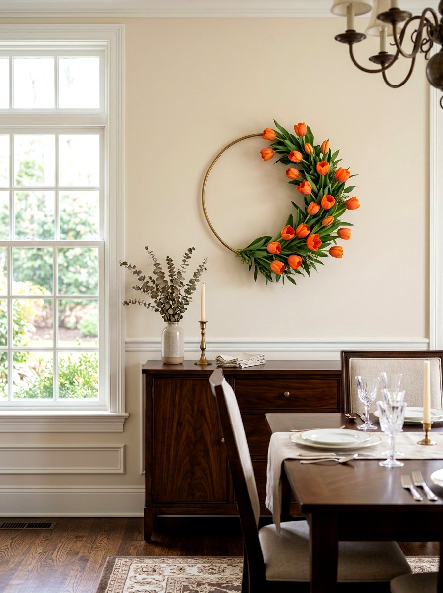 Tulip Flower Hoop Wreath - 25 Spring Flower Wreath Hoop Ideas