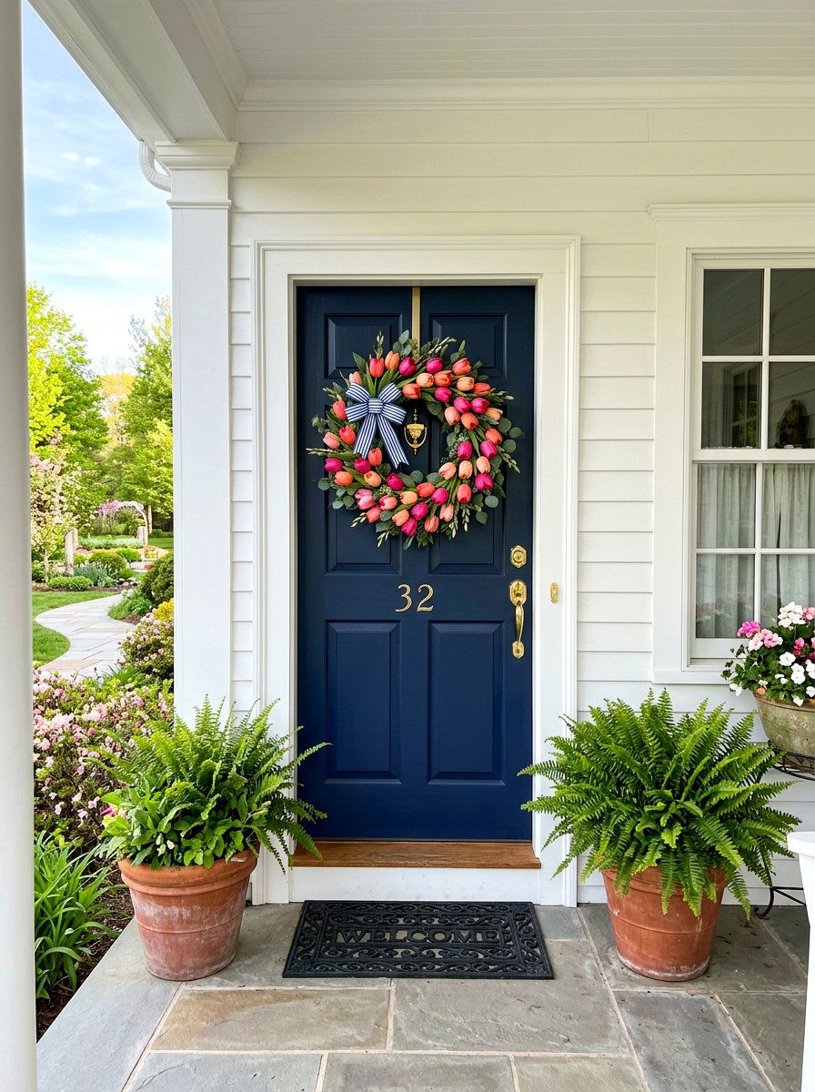 Tulip Front Door Wreath - 25 Spring Wreath Ideas