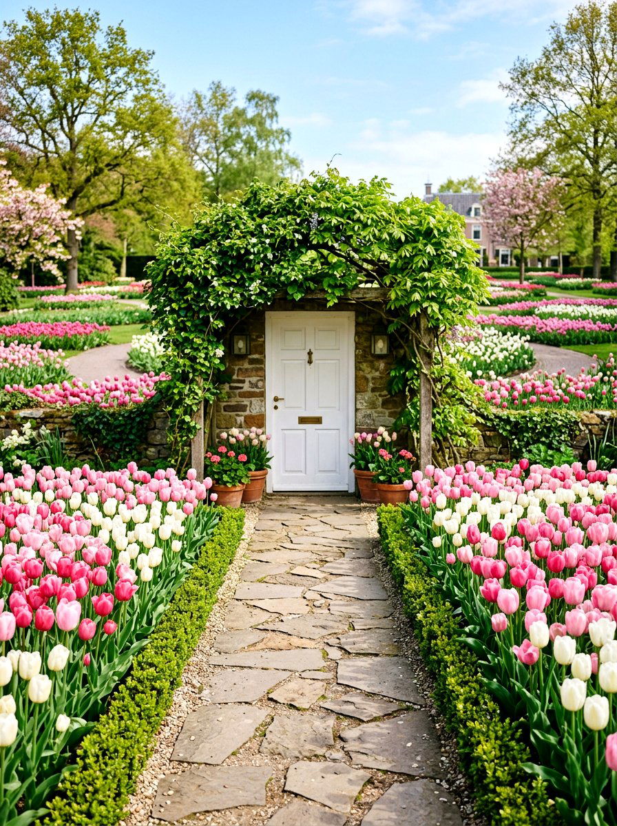 Tulip Garden Entry - 25 Spring Sprinkle Party Decor Ideas
