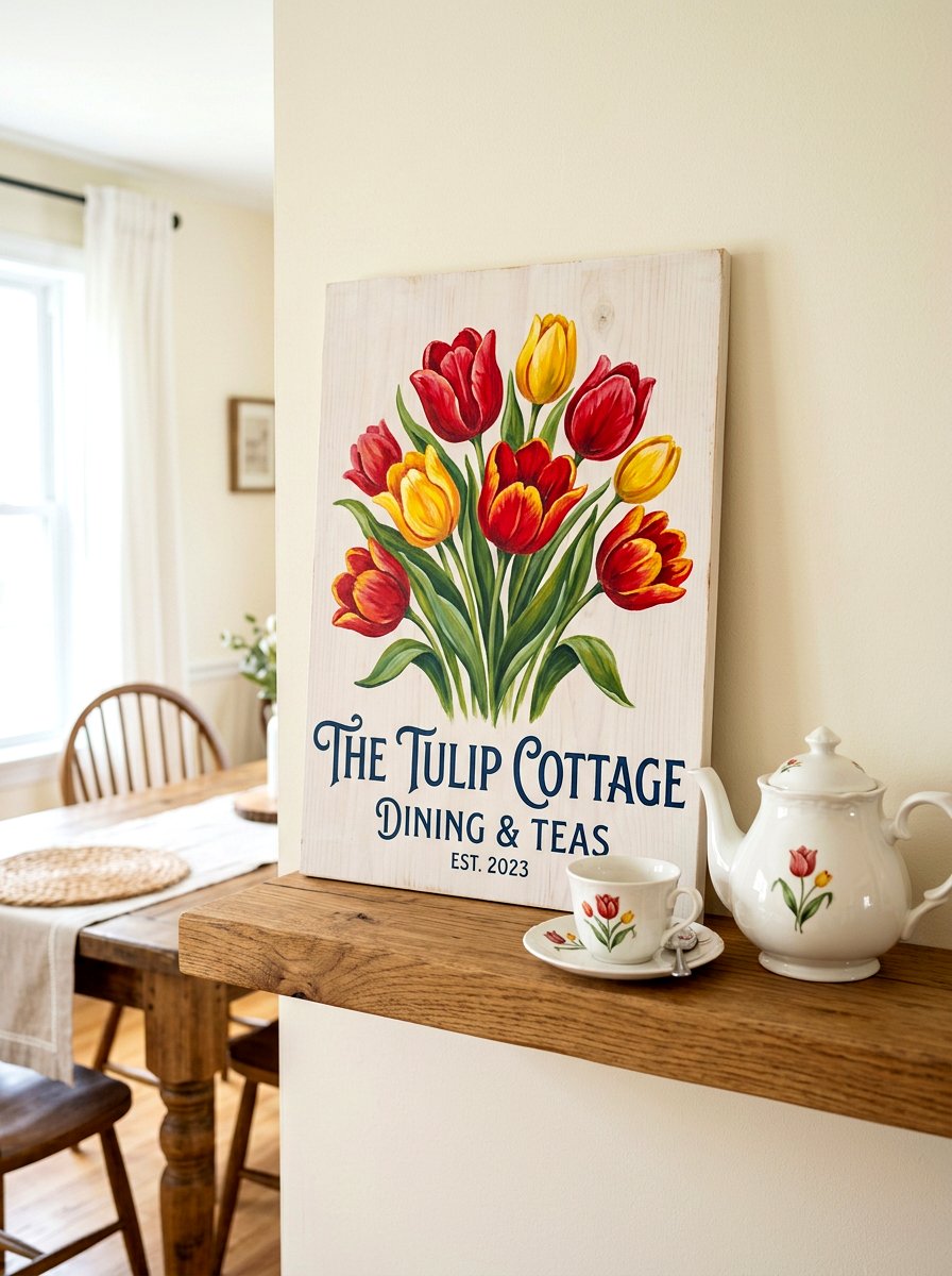 Tulip Hand Painted Sign - 25 Spring Wooden Sign Ideas