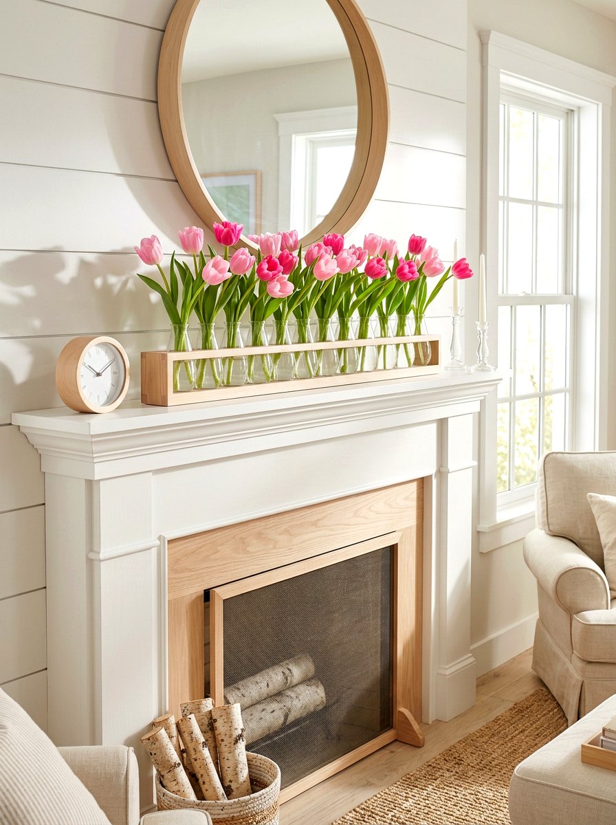Tulip Mantel Vase - 25 Spring Cottage Mantel Ideas