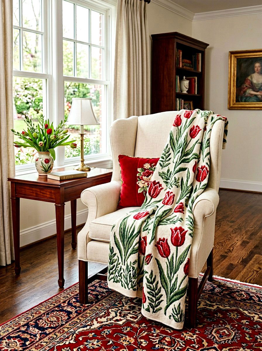 Tulip Motif Spring Throw - 25 Spring Crochet Throw Ideas