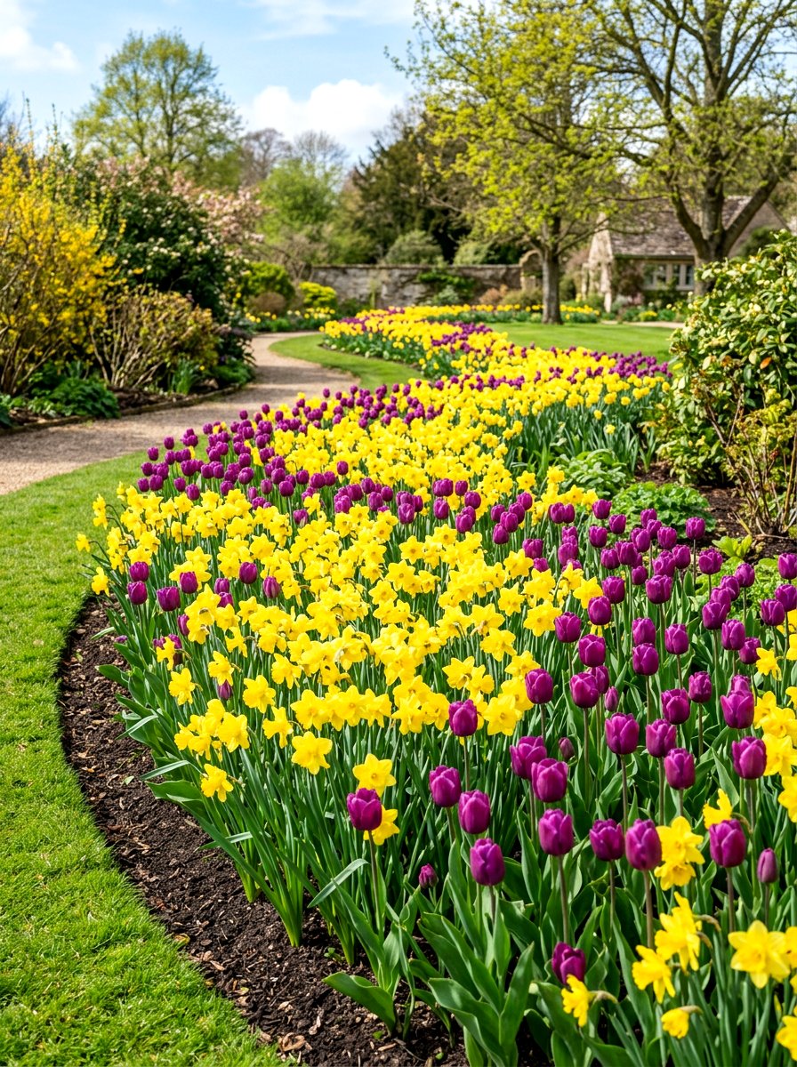 Tulip and Daffodil Mix - 25 Spring Flower Border Ideas