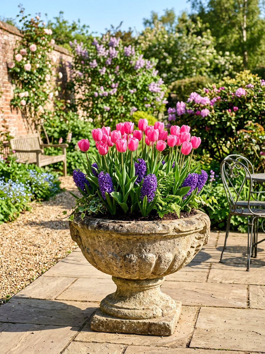 Tulip and hyacinth container - 25 Spring Garden Pot Ideas
