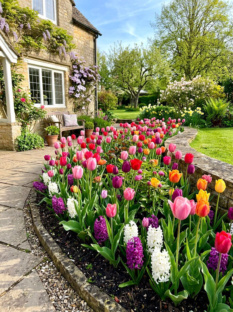 Tulip and hyacinth garden - 25 Spring Tulip Garden Ideas
