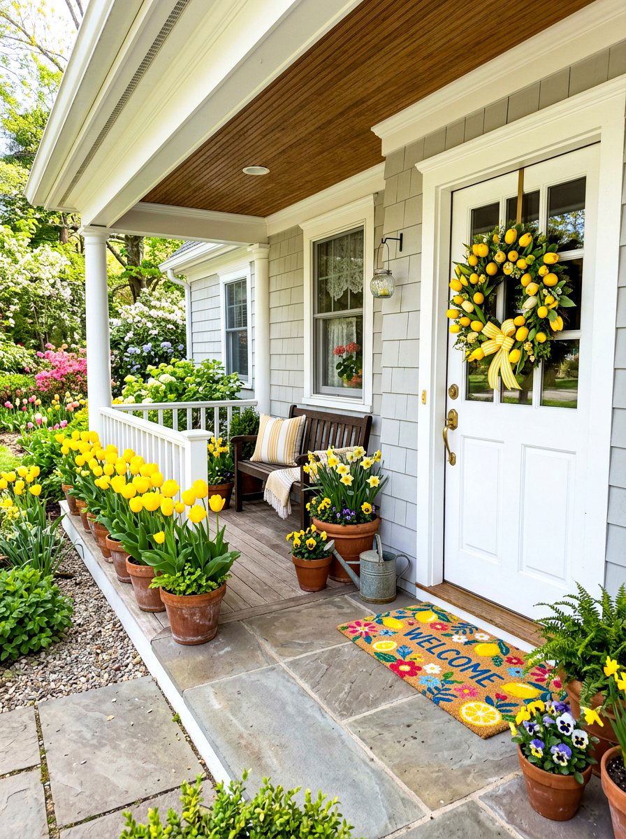 Tulip and lemon wreath - 25 Spring Lemon Wreath Ideas