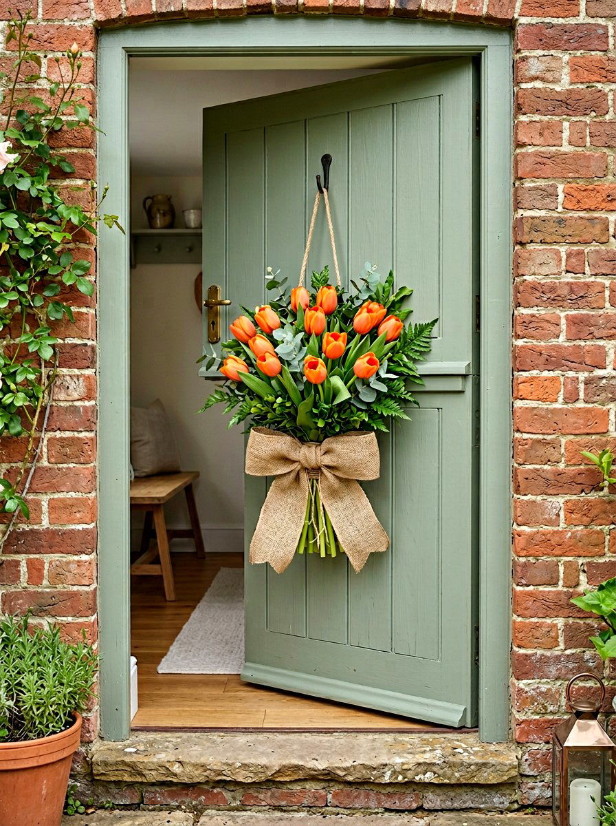 Tulip bundle door hanger - 25 Spring Dutch Door Decor Ideas