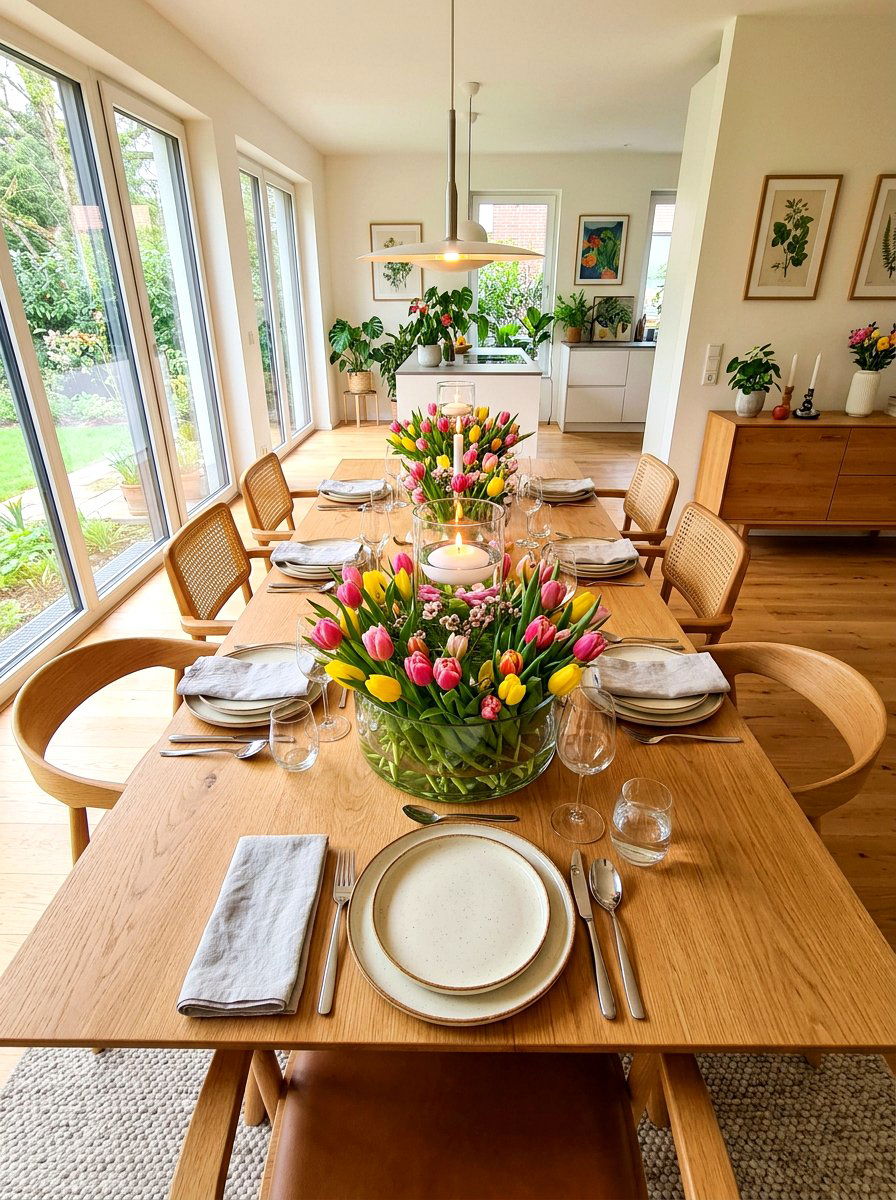 Tulip candle arrangement - 25 Spring Candle Decor Ideas