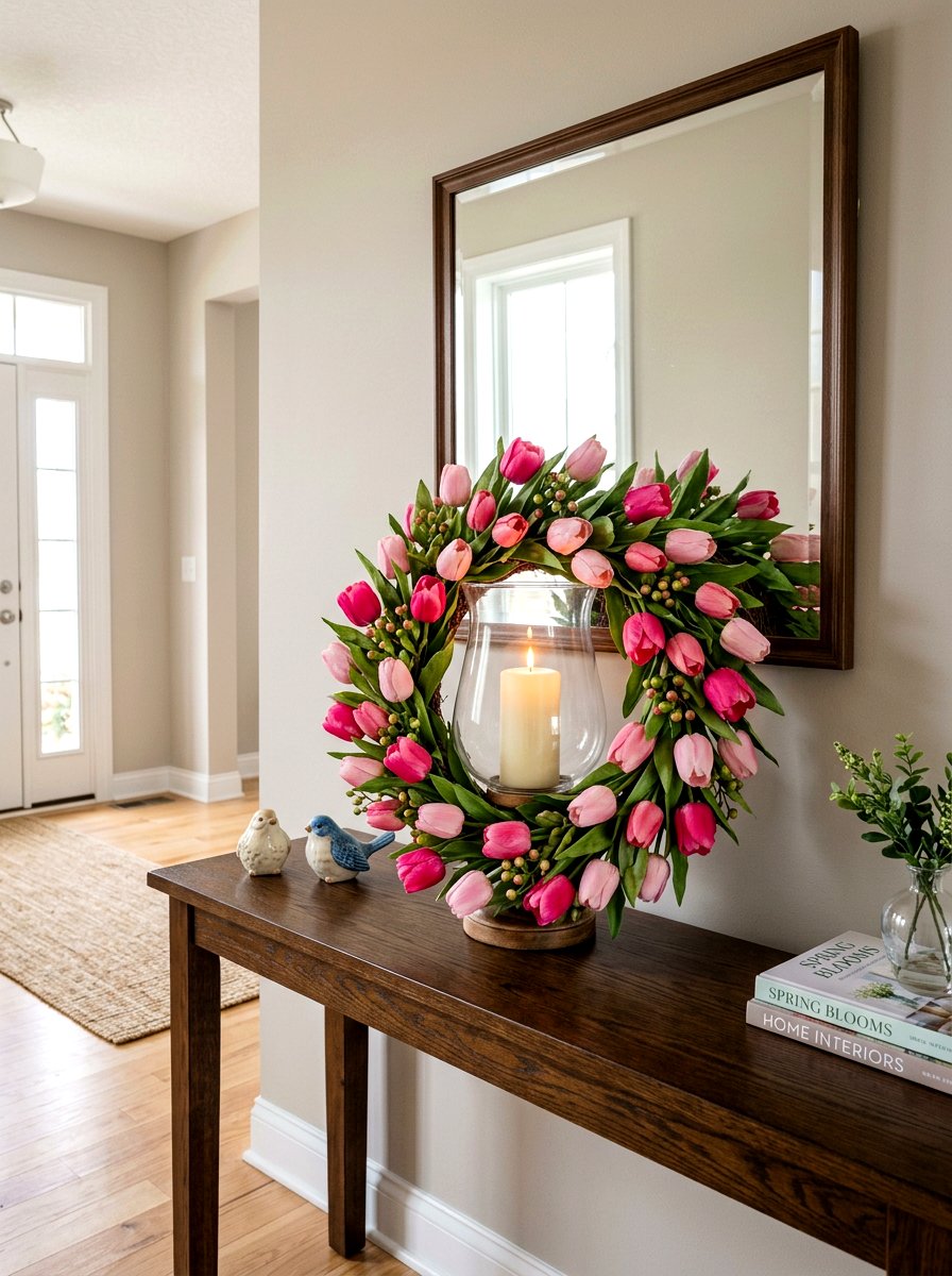 Tulip candle wreath - 25 Spring Candle Wreath Ideas