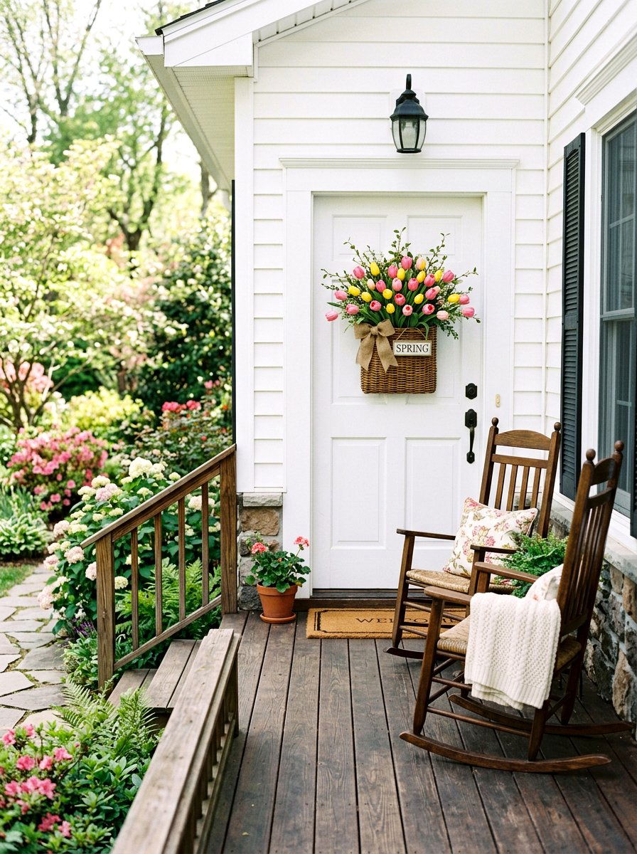 Tulip door basket - 25 Spring Door Hanger Ideas