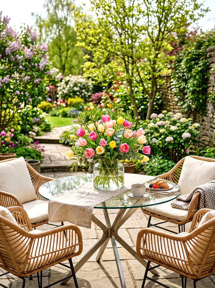 Tulip flower arrangement - 25 Spring Porch Table Decor Ideas