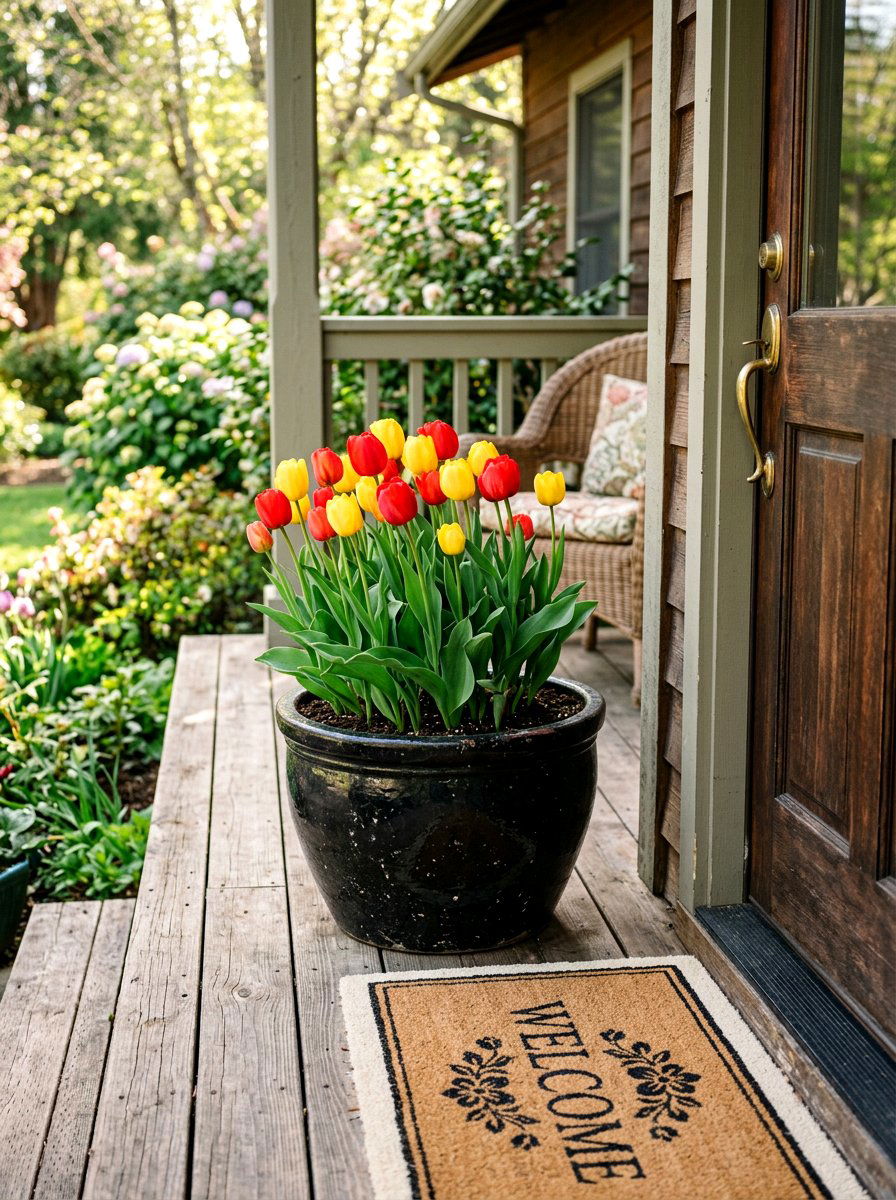 Tulip flower pot - 25 Spring Planter Ideas for Front Porch