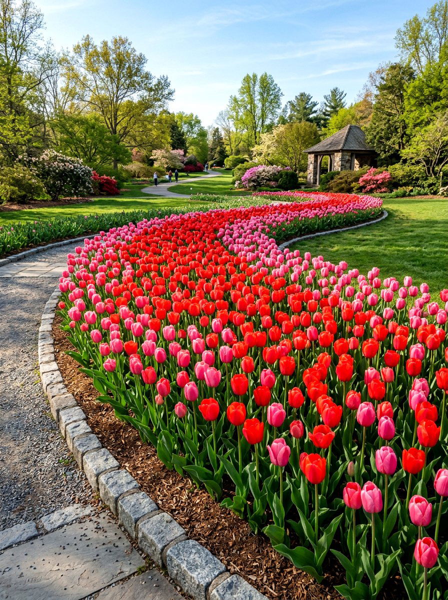 Tulip garden flower bed - 25 Spring Bulb Garden Ideas