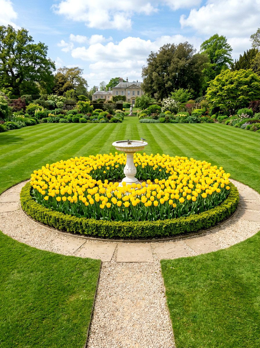 Tulip garden focal point - 25 Spring Tulip Garden Ideas