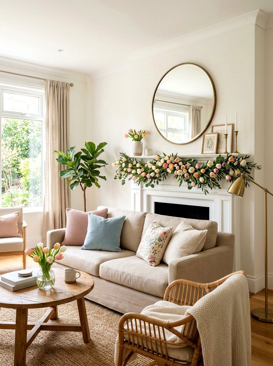 25 Festive Spring Flower Garland Ideas for Mantel and Walls