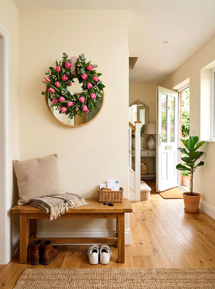 Tulip mini wreath for entryway - 25 Spring Mini Wreath Ideas