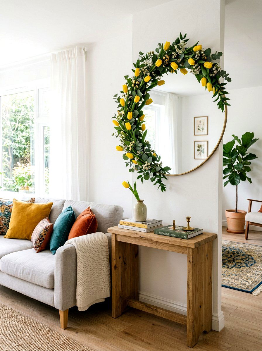 Tulip mirror garland - 25 Spring Mirror Decor Ideas