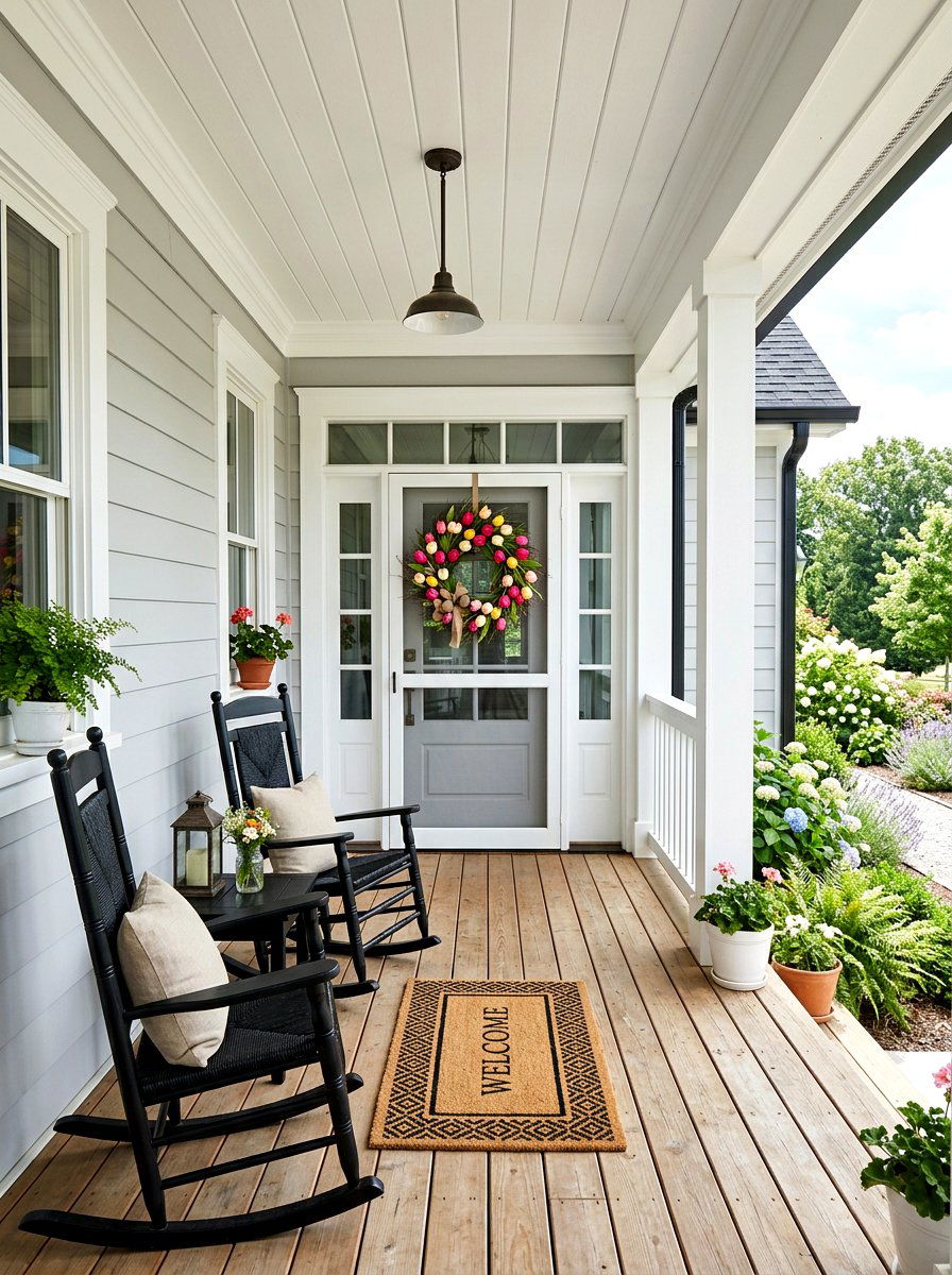 Tulip wreath for screen door - 25 Spring Screen Door Decor Ideas