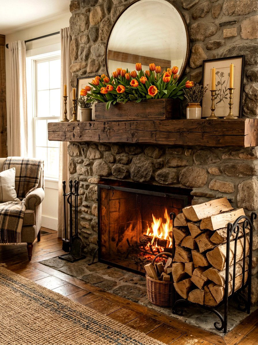 Tulips in rustic wood box - 25 Spring Tulip Arrangement Ideas