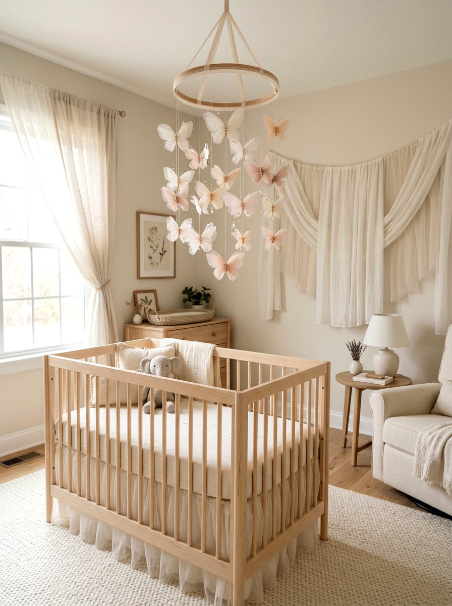 Tulle Butterfly Hanging - 25 Spring Butterfly Wall Decor Ideas