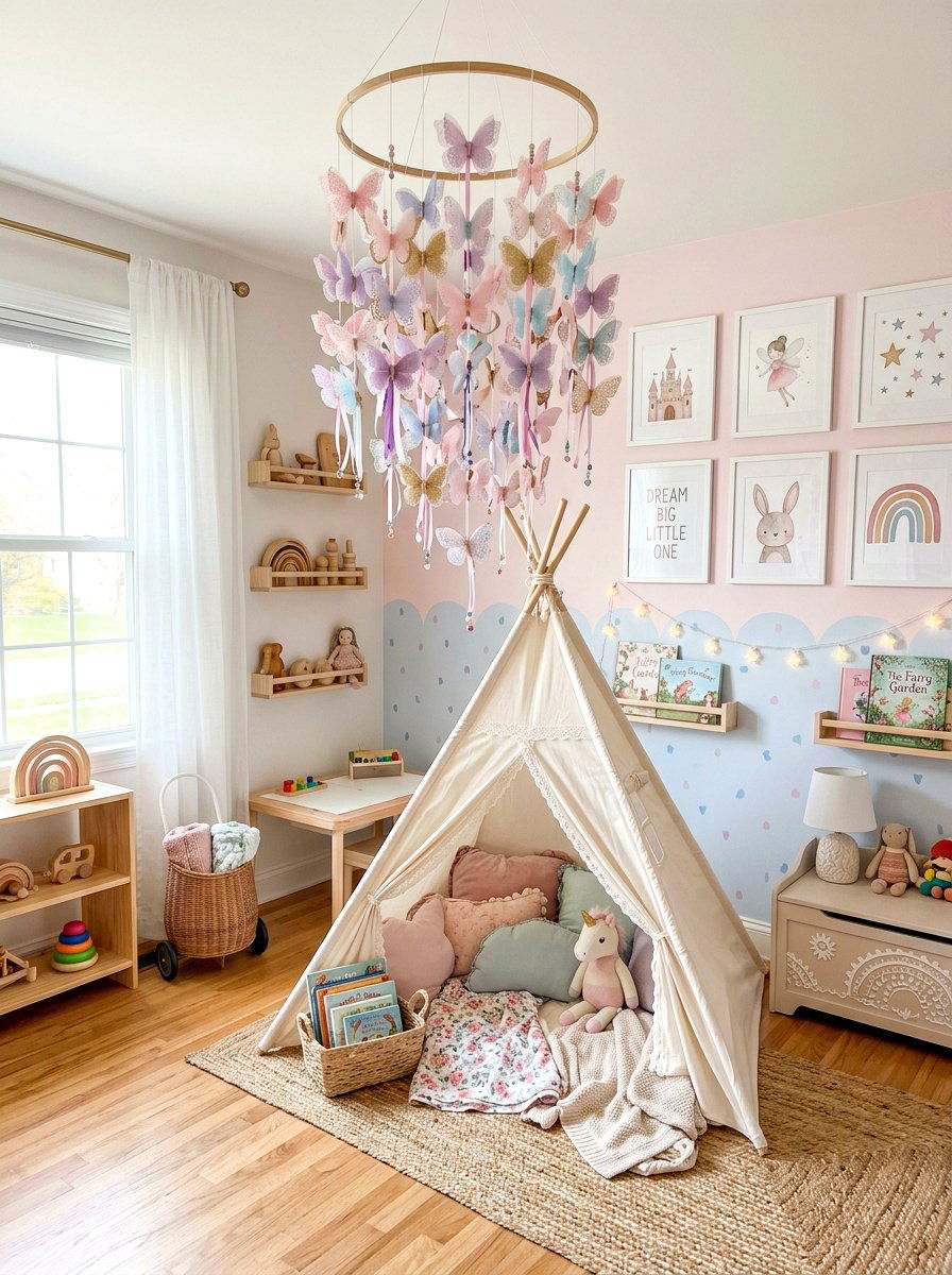 Tulle Butterfly Mobile - 25 Spring Butterfly Mobile Ideas