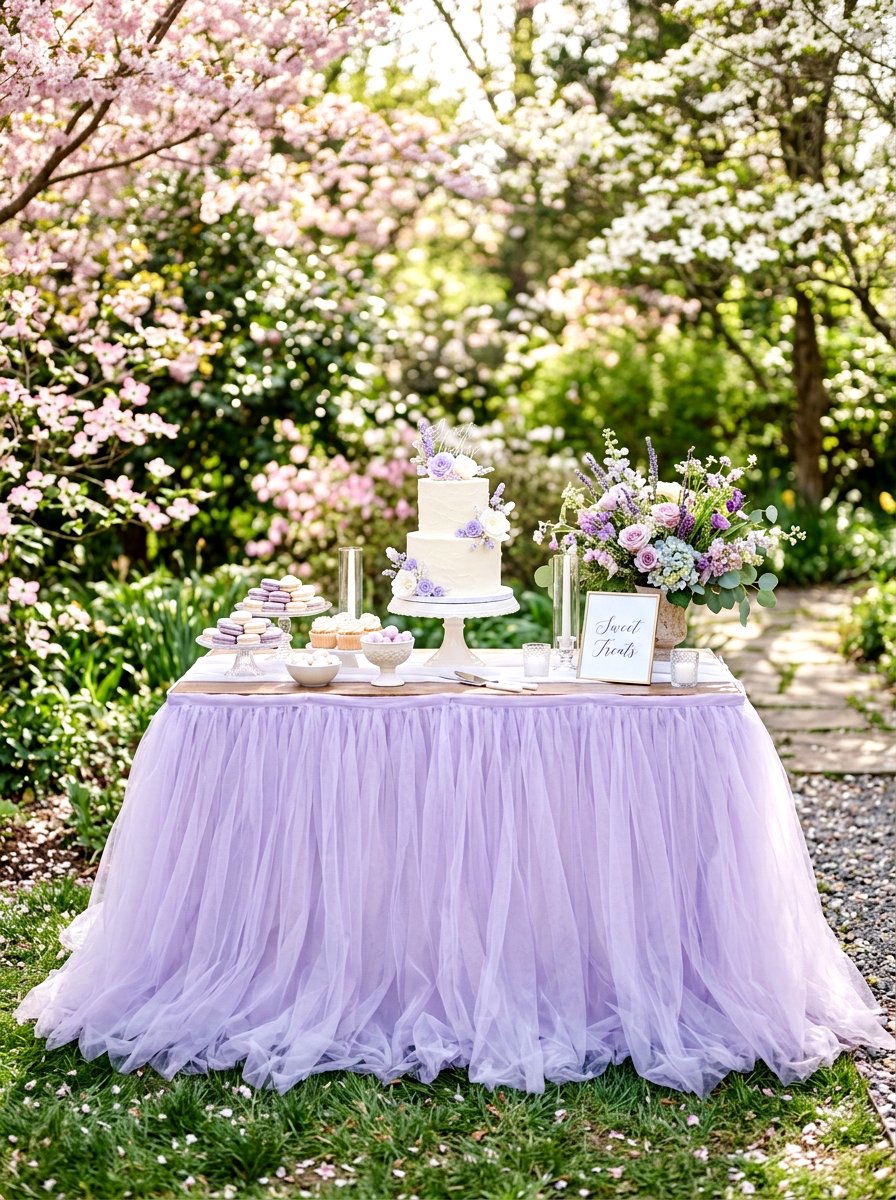 Tulle Table Skirt - 25 Spring Garden Party Decor Ideas