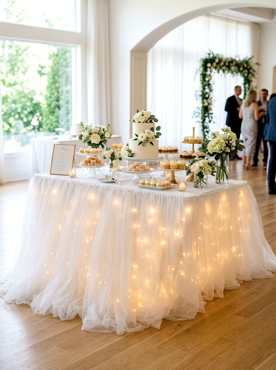 Tulle Table Skirting - 25 Spring Bridal Shower Decor Ideas