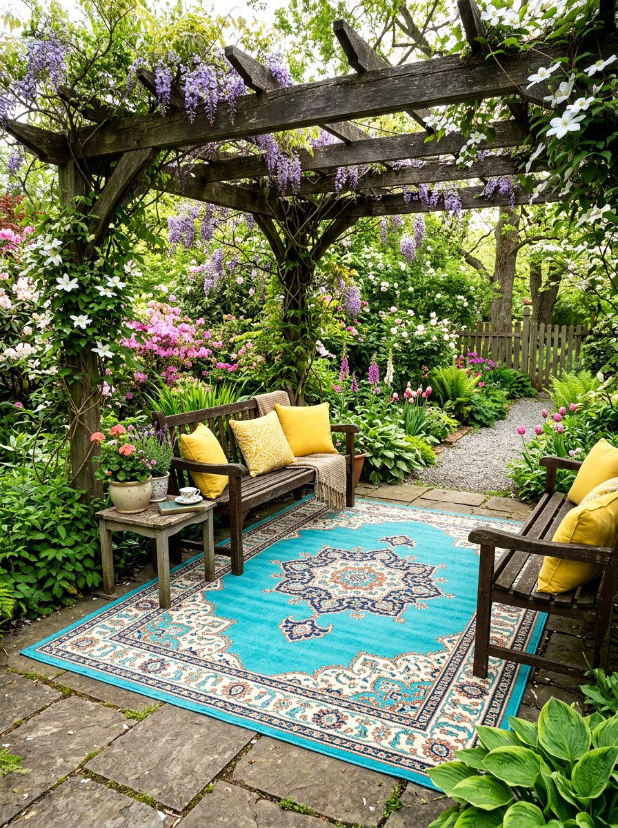 Turquoise Medallion Outdoor Rug - 25 Spring Outdoor Rug Ideas