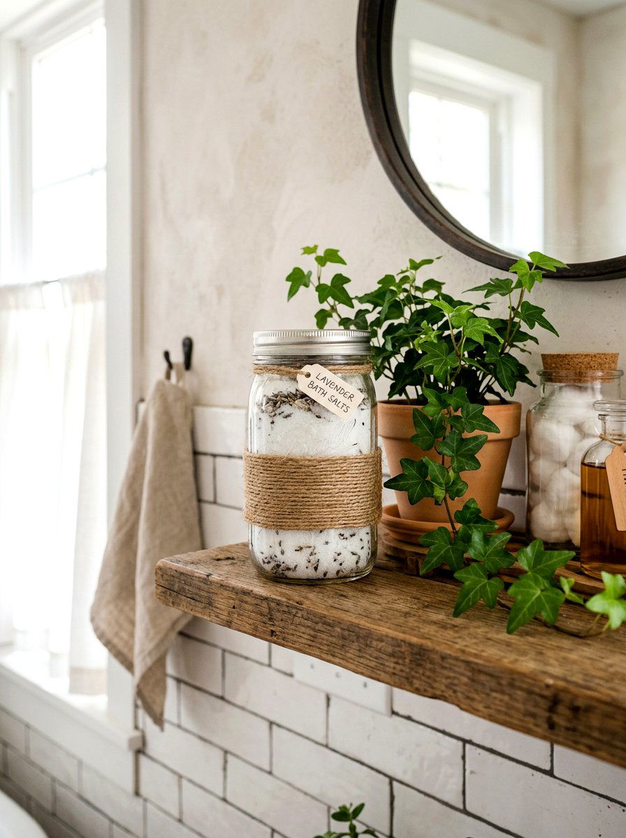 Twine Wrapped Mason Jar - 25 Spring Bathroom Jar Ideas