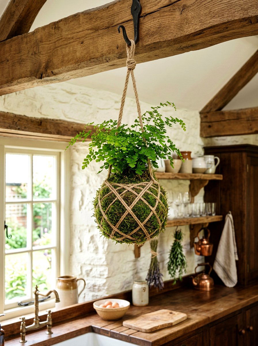 Twine Wrapped Moss Ball - 25 Spring Moss Ball Ideas