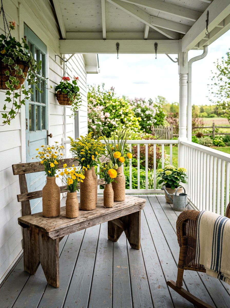 Twine wrapped vase - 25 Spring Vase Filler Ideas