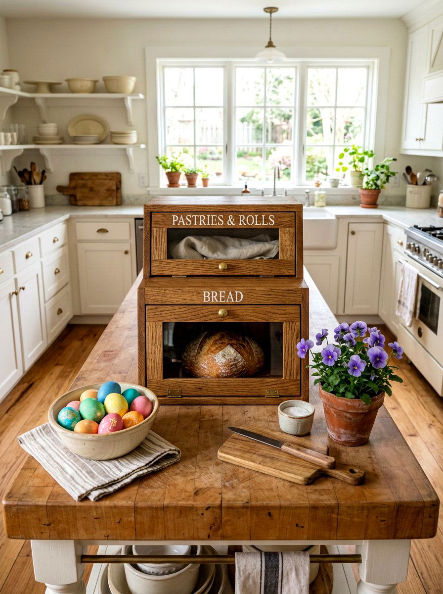Two Tier Wood Bread Box - 25 Spring Bread Box Decor Ideas