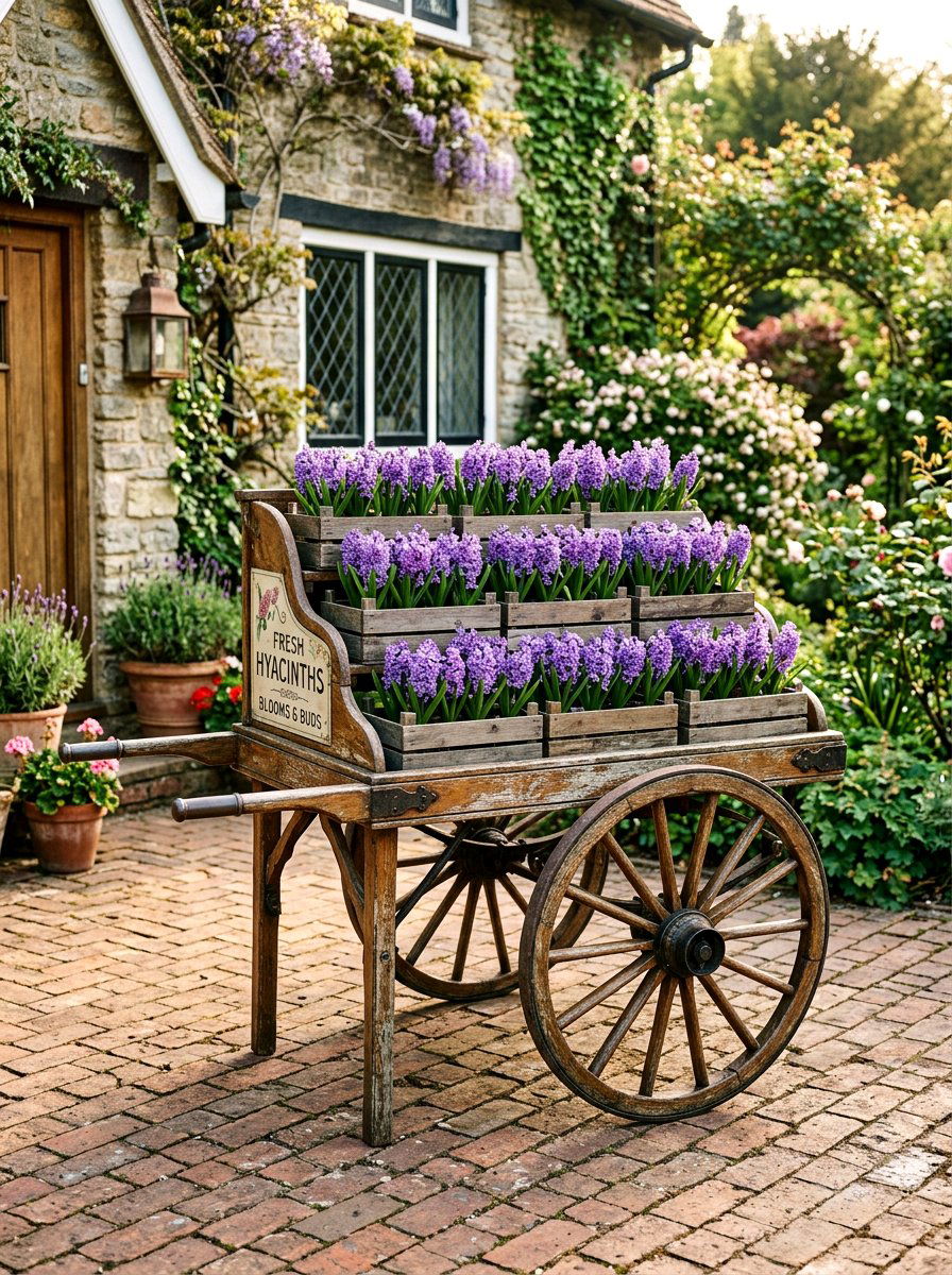 Two wheel flower cart - 25 Spring Flower Cart Decor Ideas