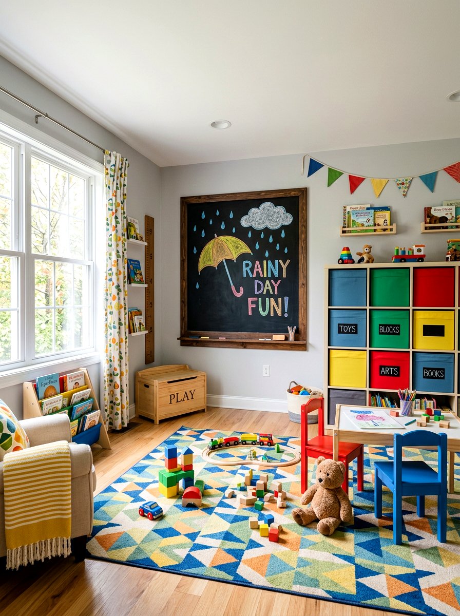 Umbrella And Raindrop Chalkboard - 25 Spring Chalkboard Lettering Ideas