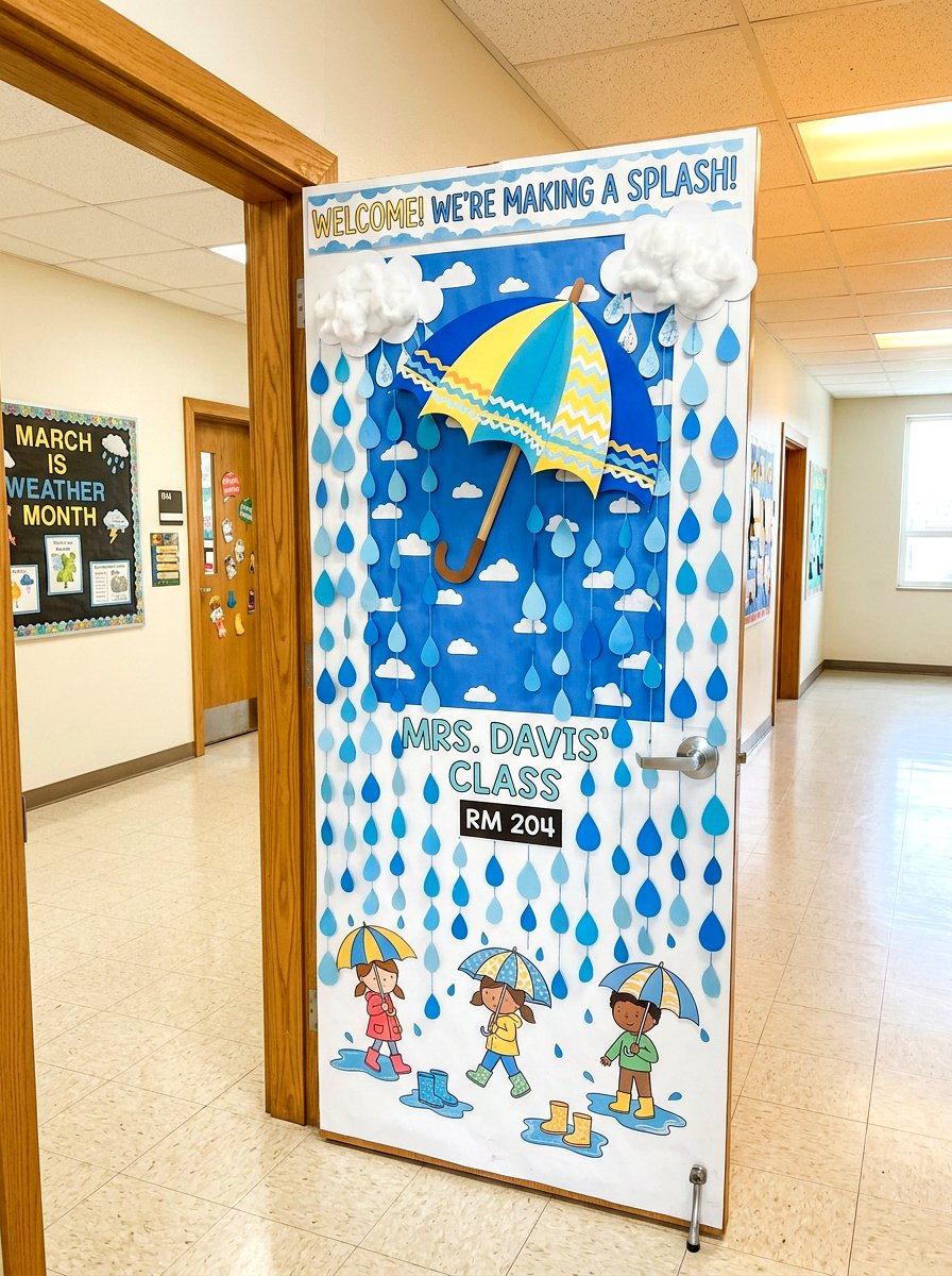 Umbrella Classroom Door - 25 Spring Door Decoration Ideas for Classroom