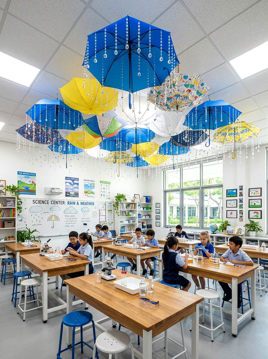 Umbrella Rain Display - 25 Spring Classroom Decor Ideas