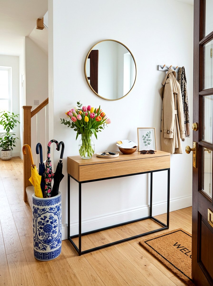 Umbrella Stand Entry Table - 25 Spring Entry Table Arrangement Ideas