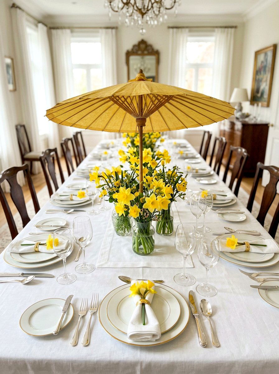 Umbrella Table Centerpiece - 25 Spring Umbrella Decor Ideas