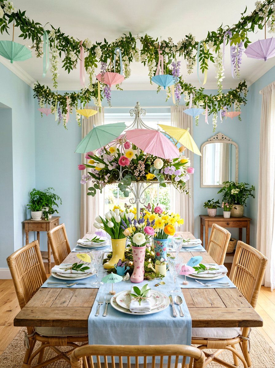 Umbrella Table Centerpiece - 25 Spring Kids Table Decor Ideas
