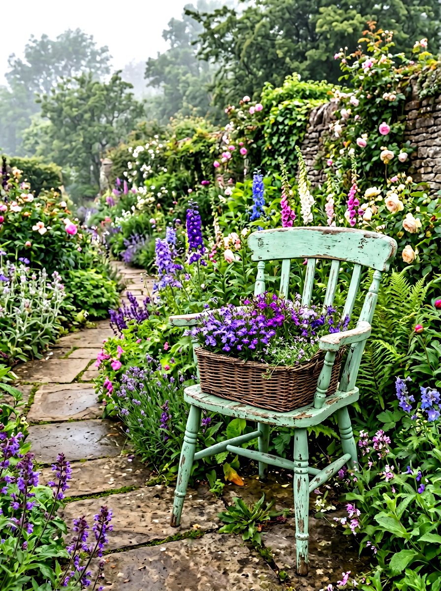 Upcycled Wooden Garden Chair - 25 Spring Vintage Planter Ideas