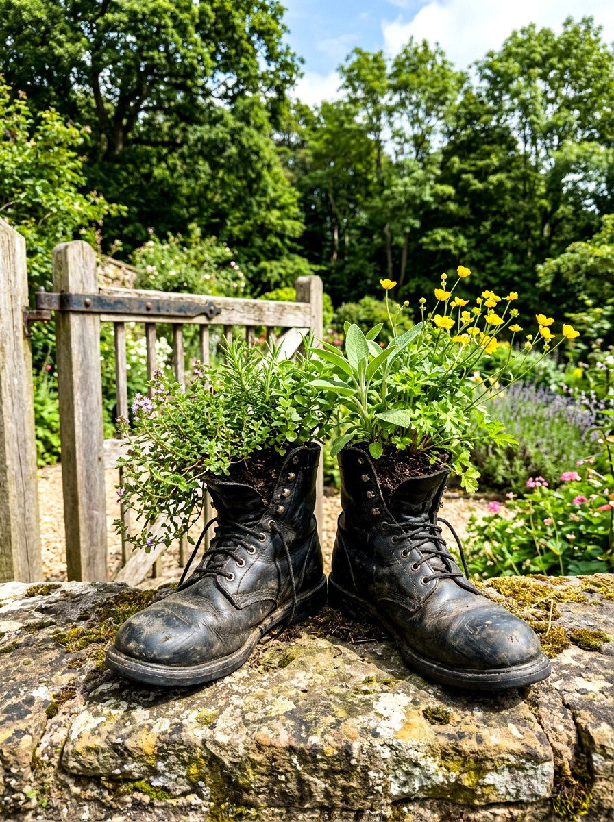 Upcycled Work Boot Planter - 25 Spring Boot Planter Ideas
