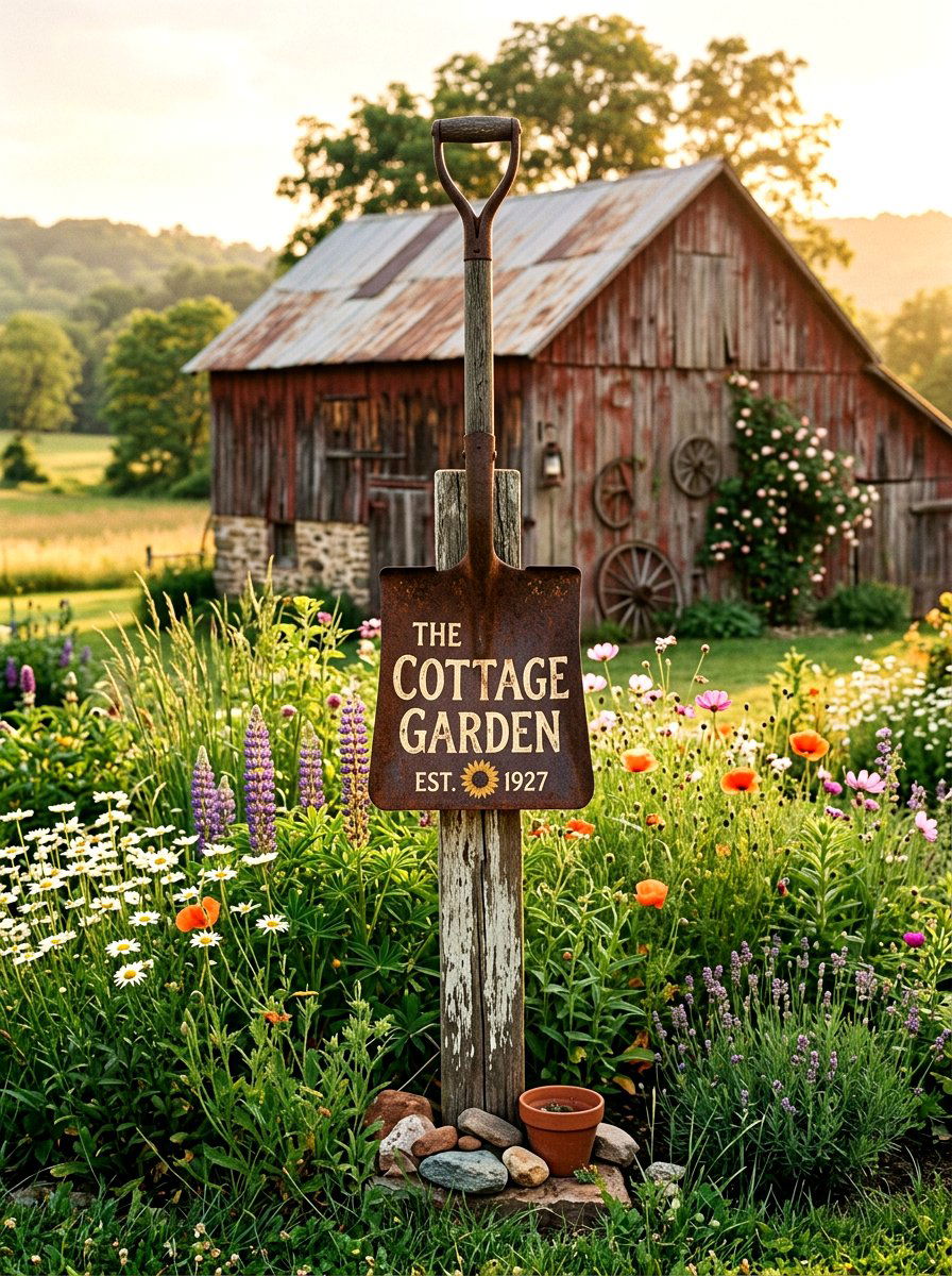 Upcycled tool garden sign - 25 Spring Garden Sign Ideas