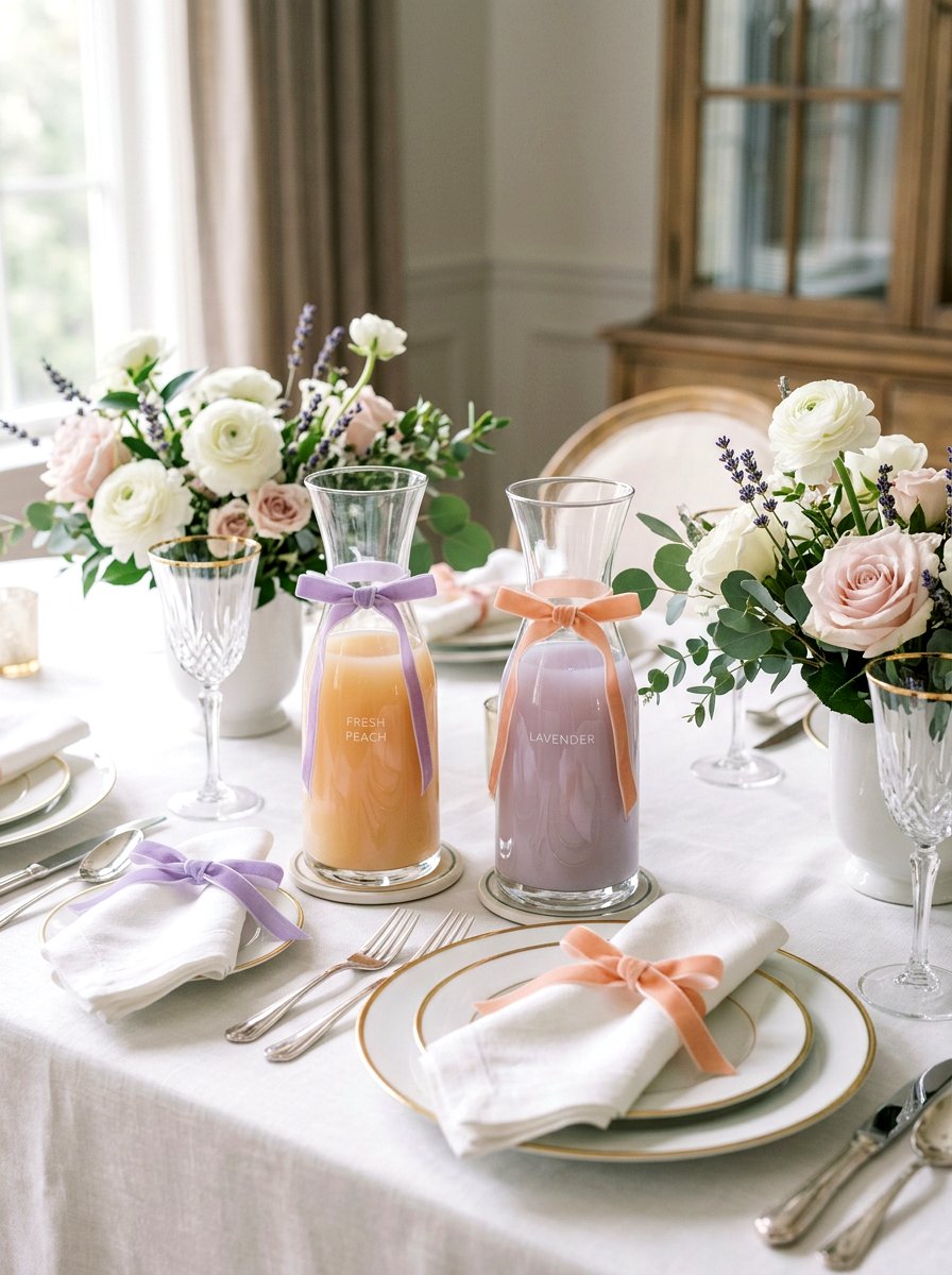 Velvet Ribbon Accents - 25 Spring Mimosa Bar Decor Ideas