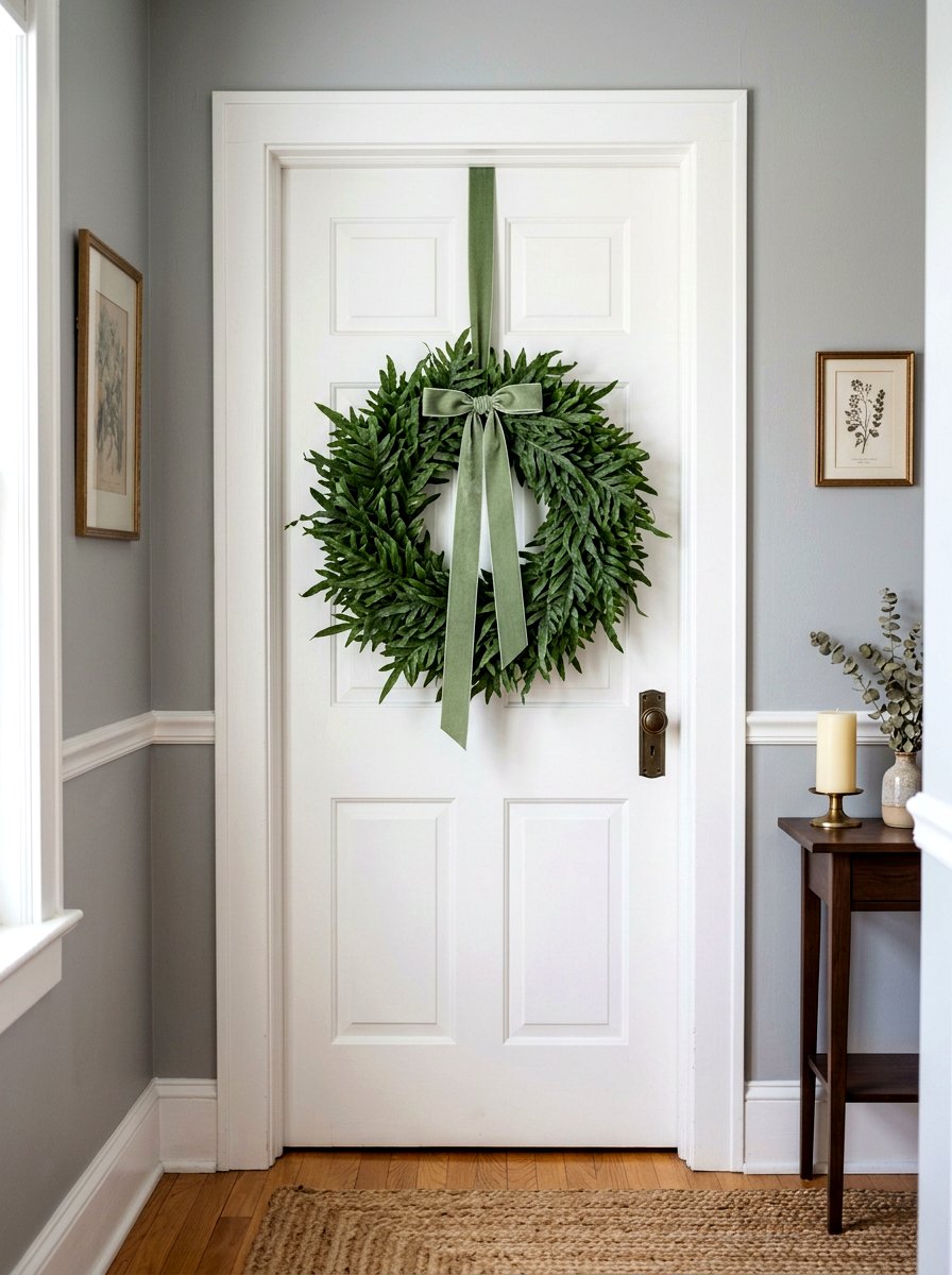 Velvet Ribbon Fern Wreath - 25 Spring Fern Wreath Ideas