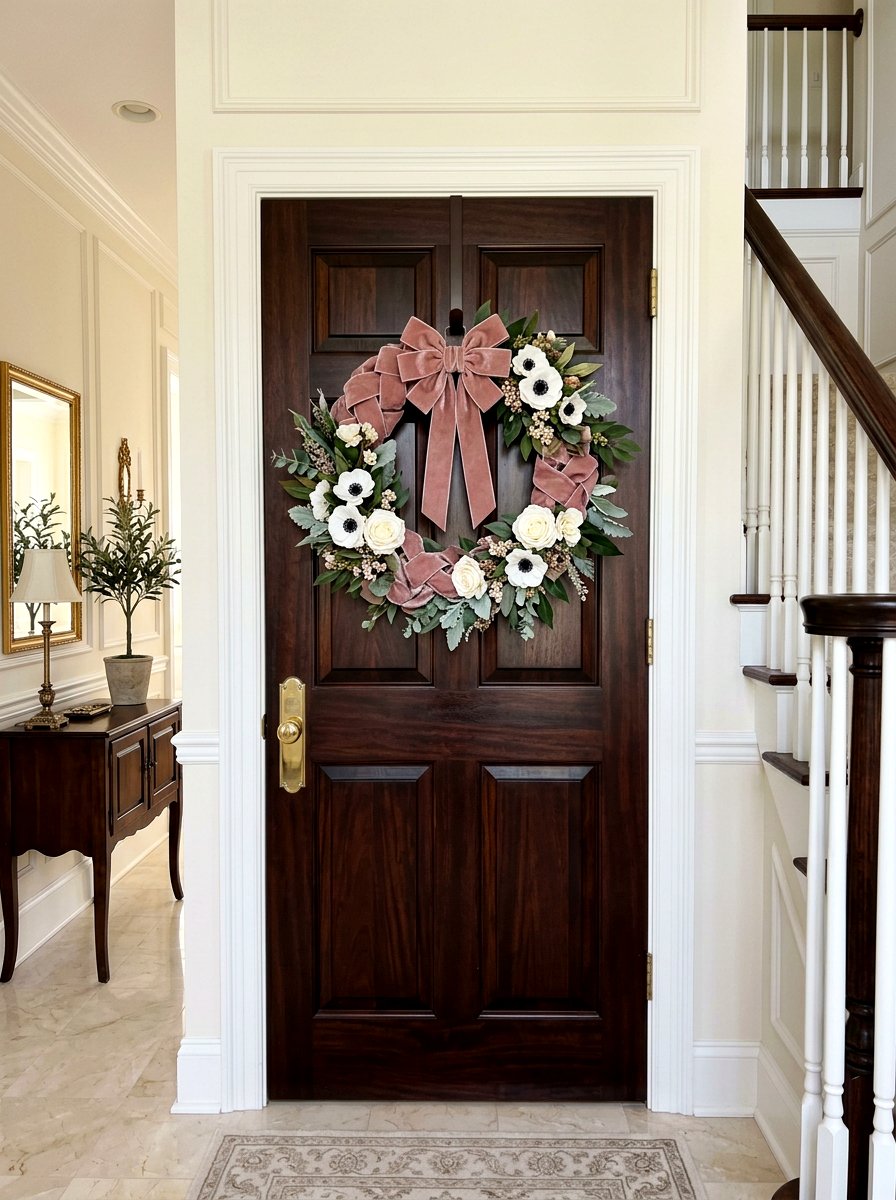 Velvet Ribbon Floral Wreath - 25 Spring Ribbon Wreath Ideas