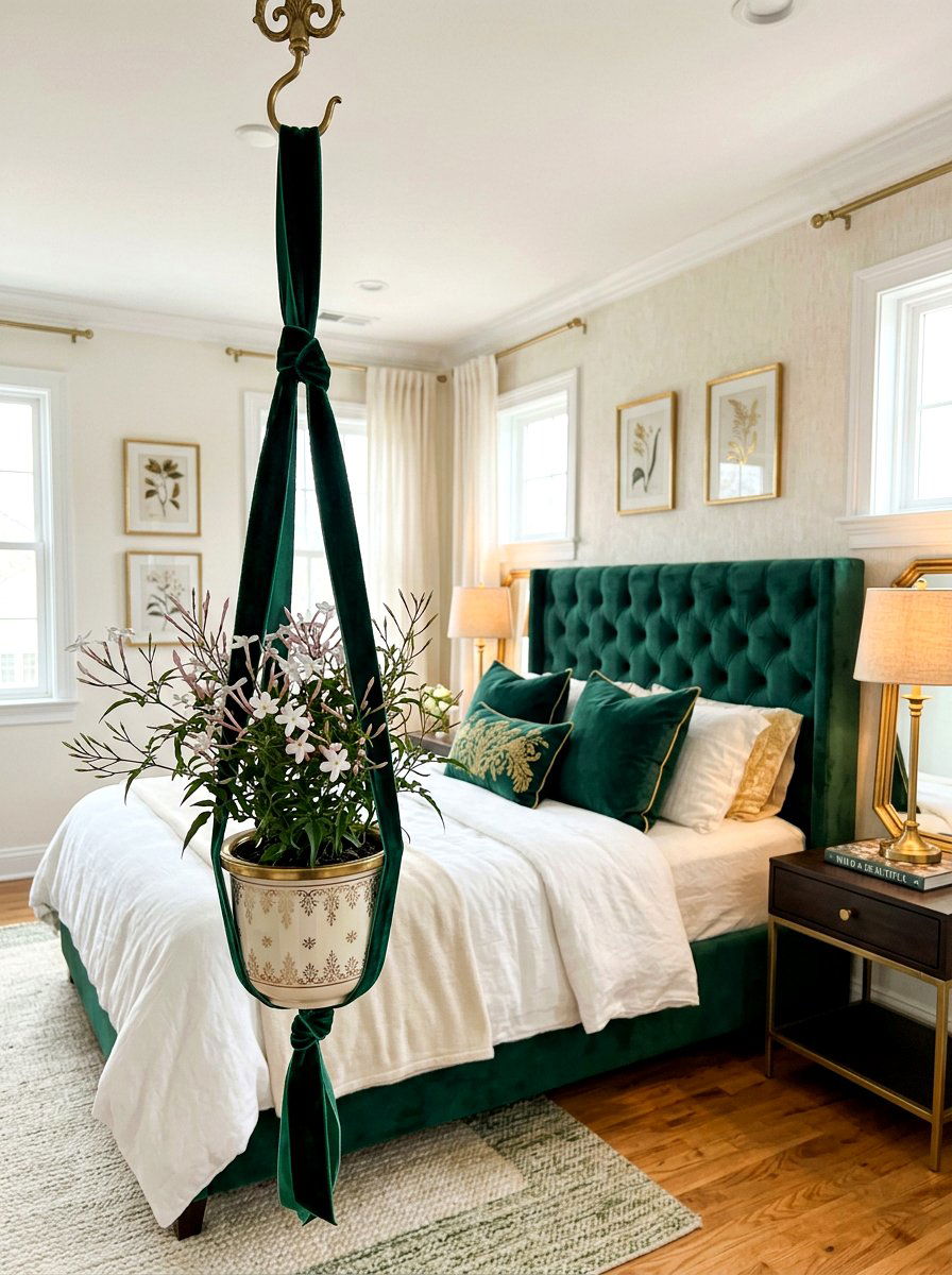 Velvet Ribbon Plant Hanger - 25 Spring Plant Hanger Ideas