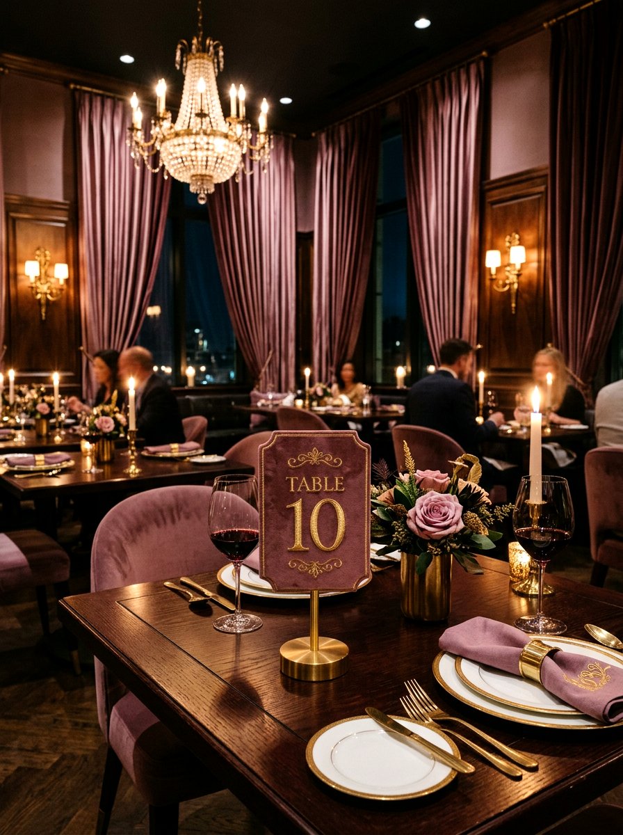 Velvet Table Number - 25 Spring Table Number Ideas