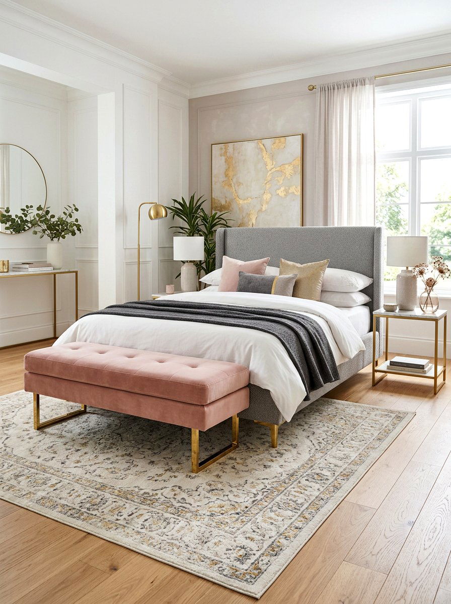 Velvet bedroom bench - 25 Spring Master Bedroom Decor Ideas